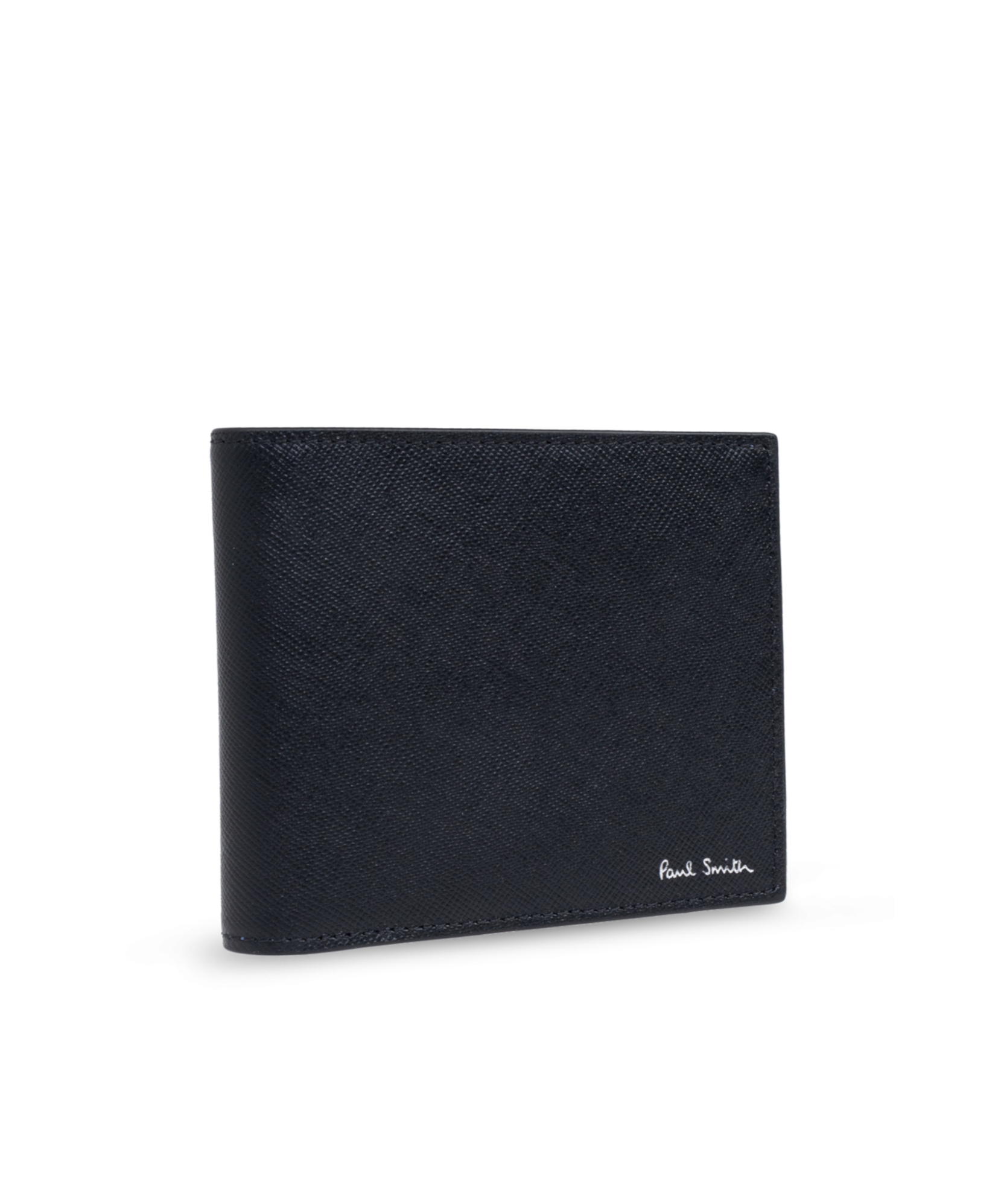 Paul Smith Logo Stamp Leather Bi-fold Wallet In Black