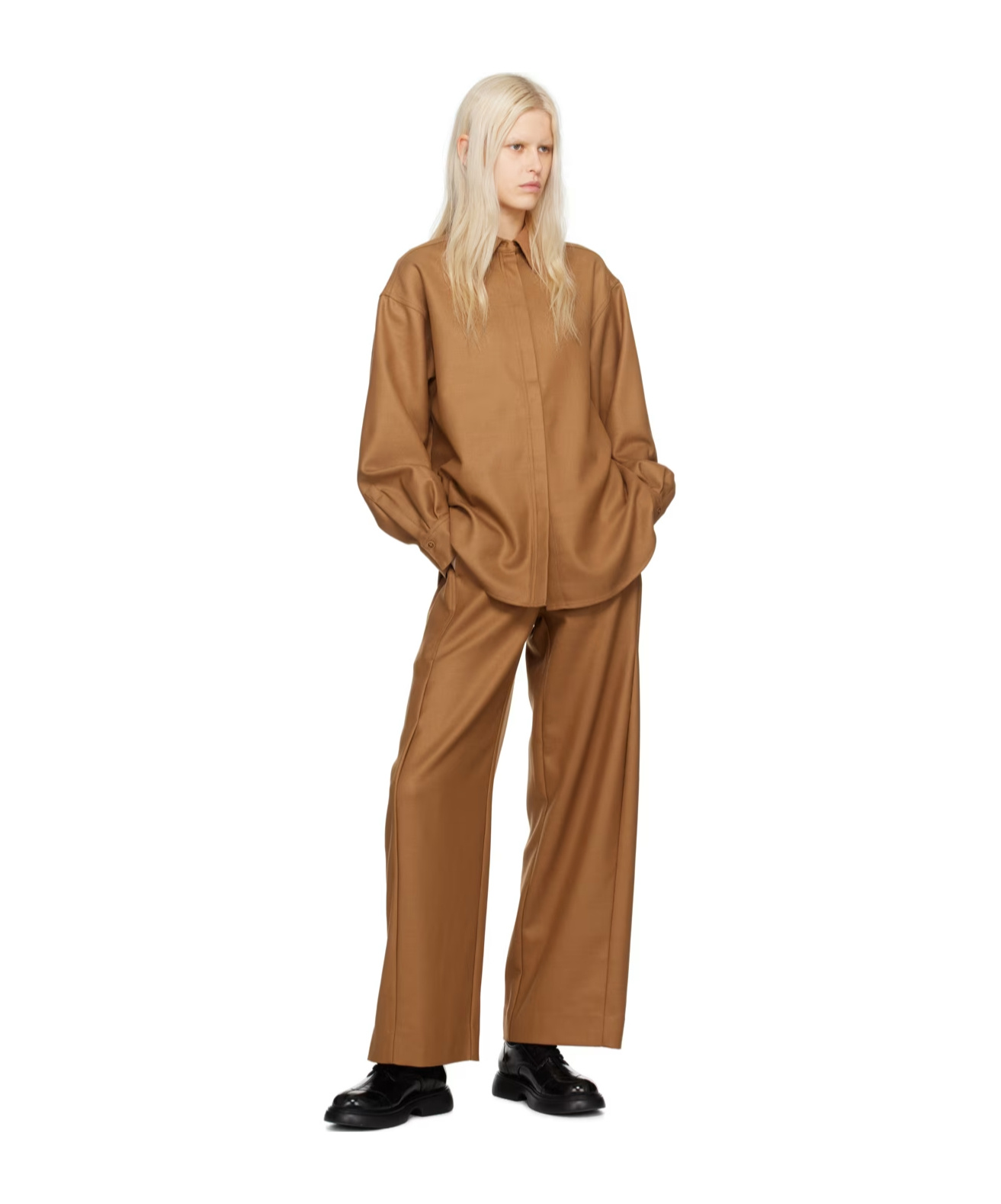 Holzweiler Dais Lapel Shirt In Brown