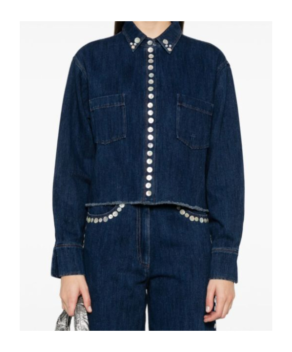 Forte Forte Cotton Denim Calvary Cropped Shirt In Blue