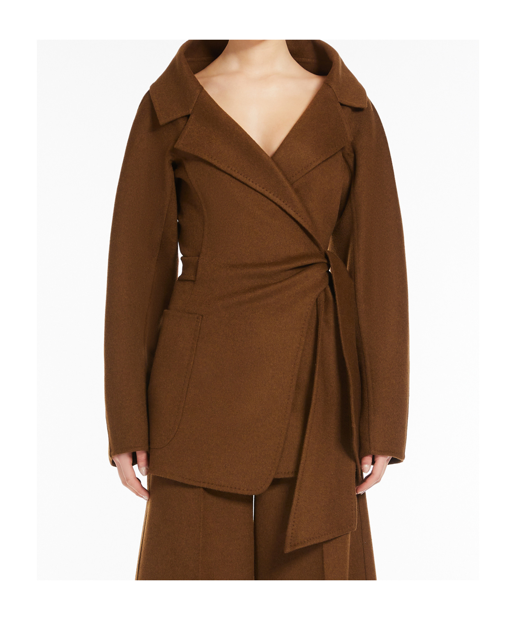 Max Mara Holly Wool Short Coat In Brown