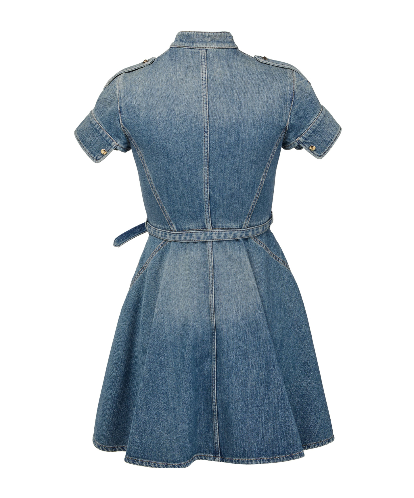 Shop Alexander Mcqueen Short-sleeved Denim Dress In Blue