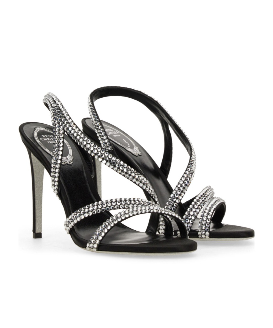 René Caovilla 105mm Lisa Sandals In Black