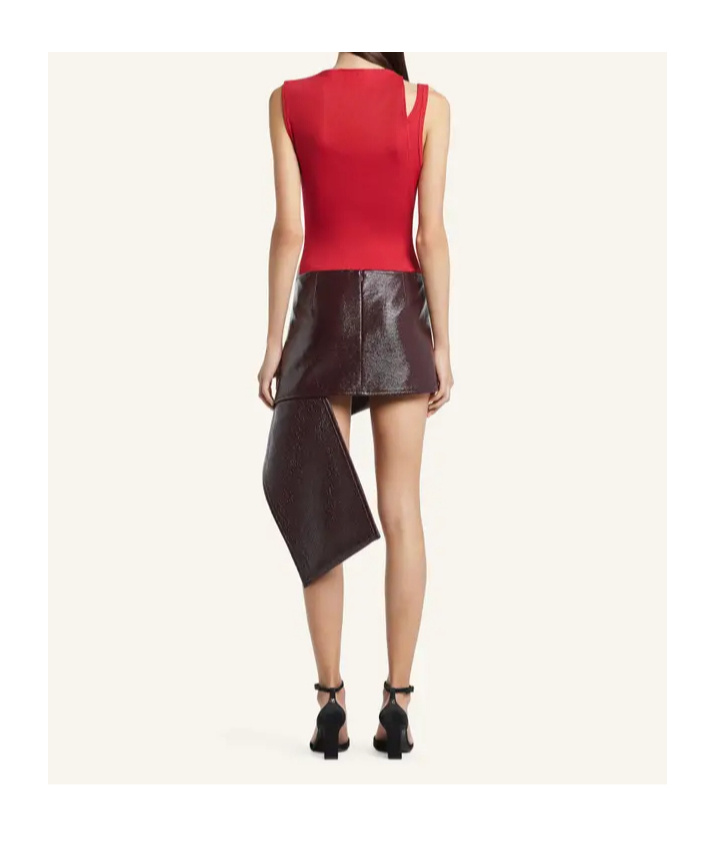 Courrèges Asymmetric Ribbed Sleeveless Top In Red