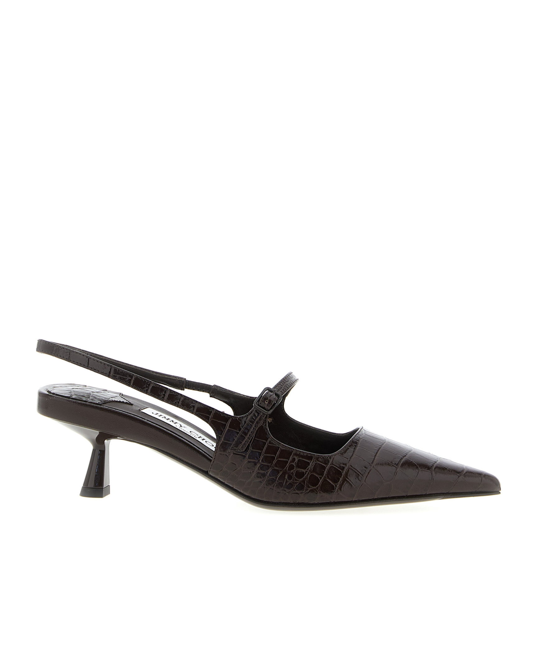 Jimmy Choo Slingback With Buckle And Crocodile Texture In Black