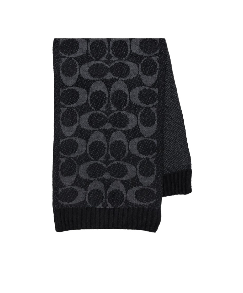 Coach Ribbed Scarf In Brown