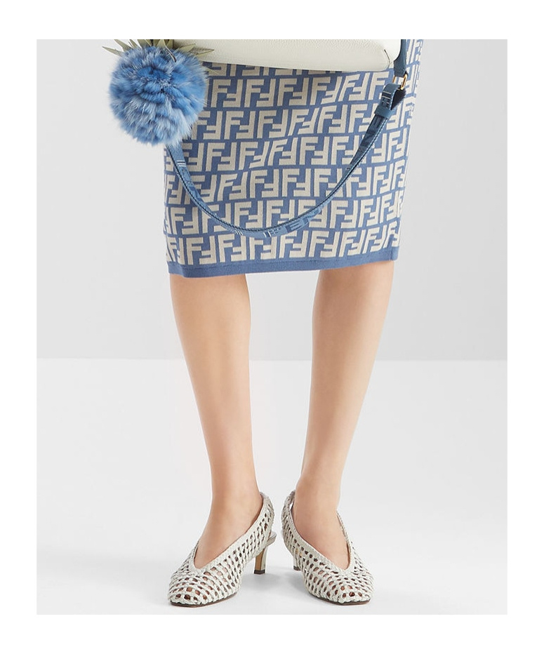 Shop Fendi White Leather Low-heeled Slingbacks