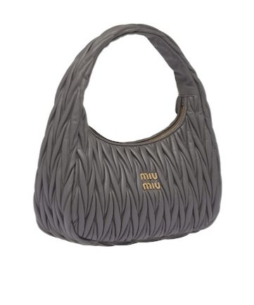 Miu Miu Wander Matelassé Nappa Leather Hobo Bag In Gray