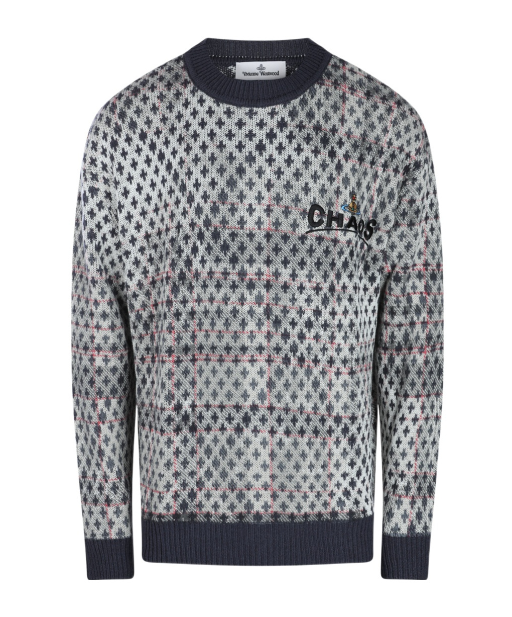 Vivienne Westwood Crew Neck Sweater With Ribbed Cuffs And Hem In Gray