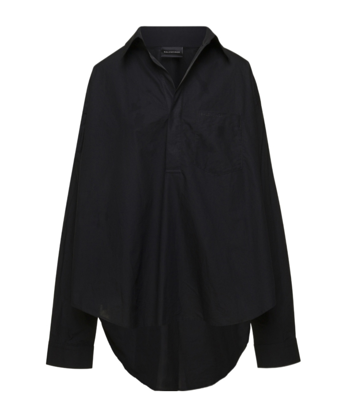 Balenciaga Black Maxi Shirt In Cotton Woman In Black