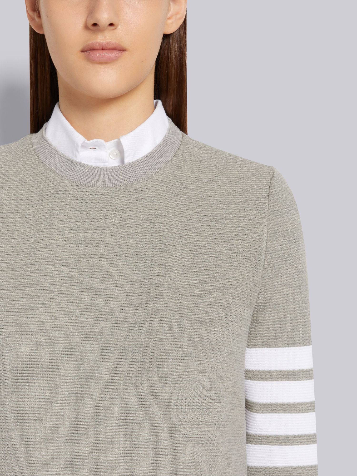 Thom Browne 4-bar Cotton Ribbed Sweatshirt In Gray