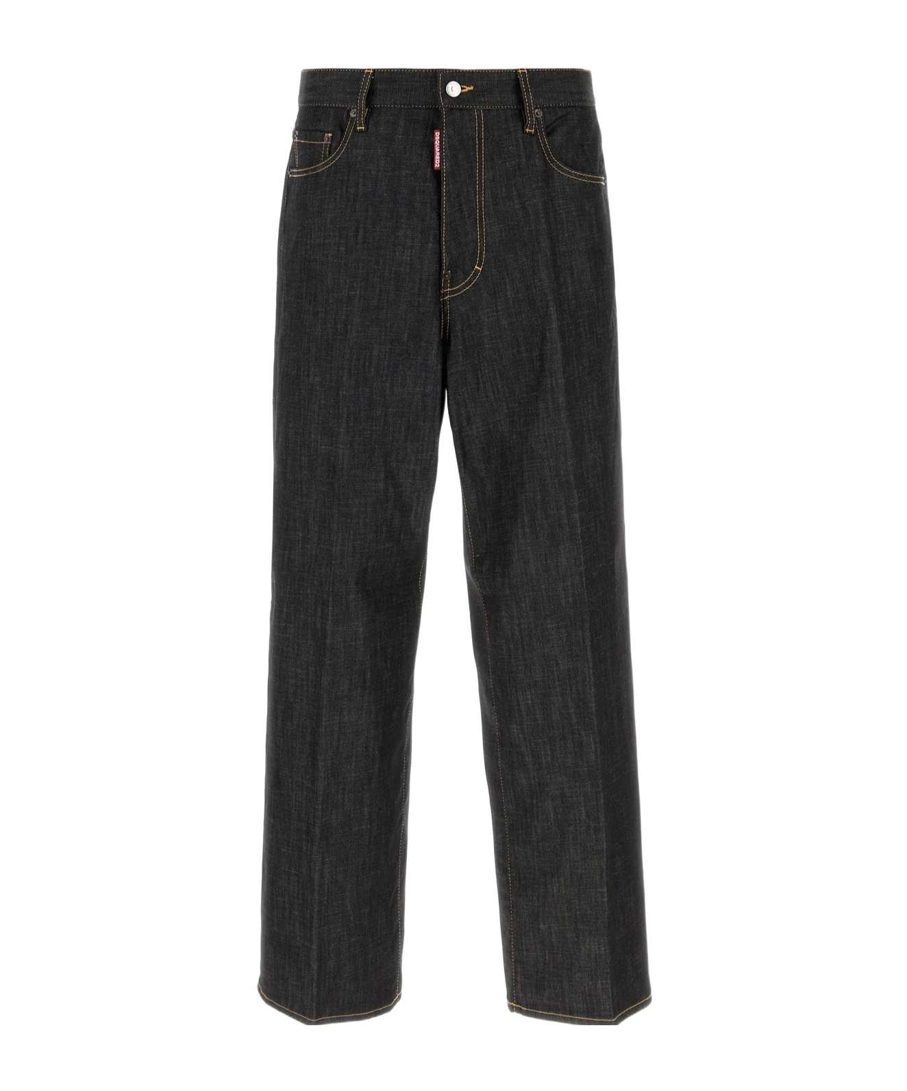 Dsquared2 Dsquared Black Stretch Denim Loose Wide-leg Jeans In Black