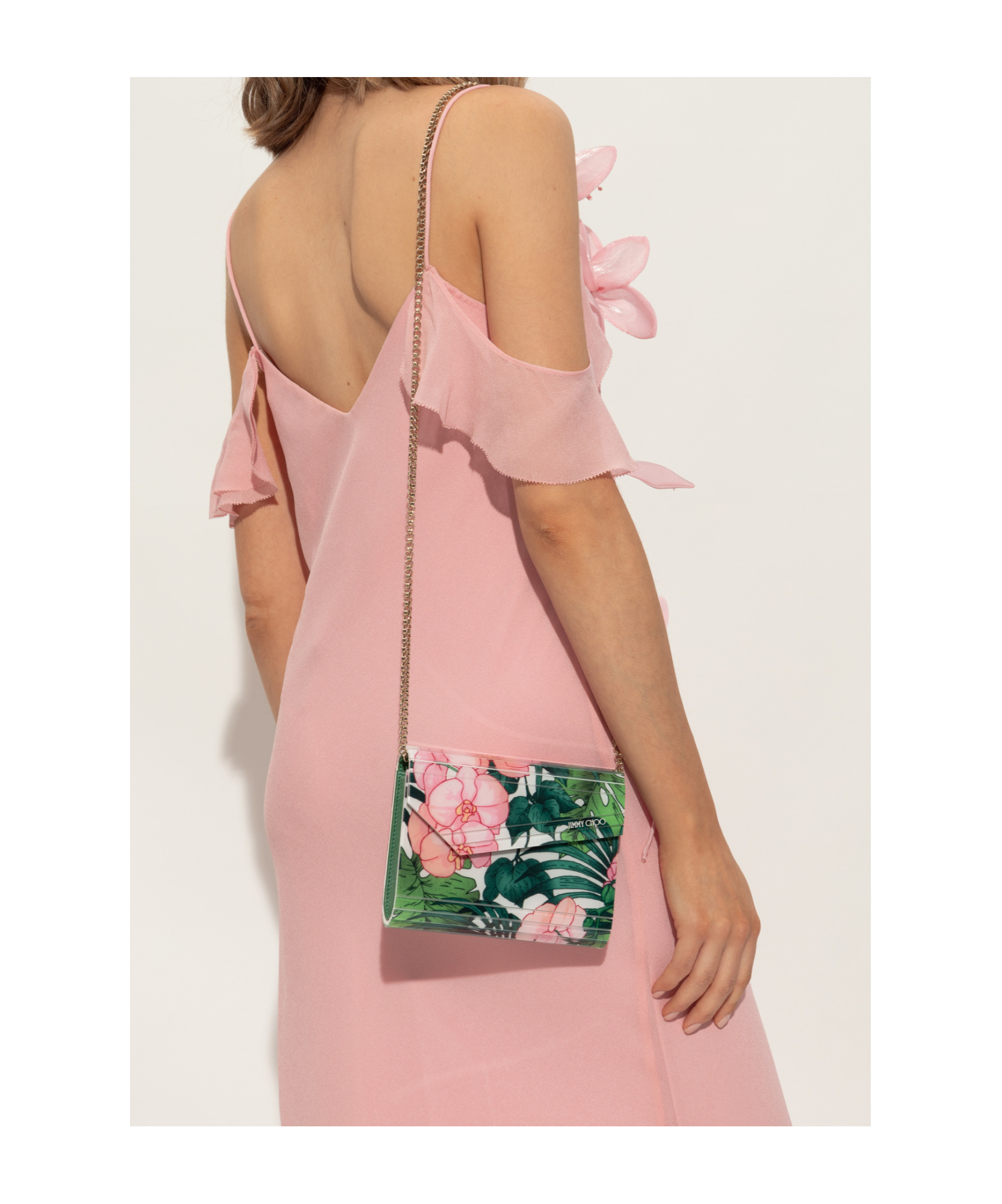 Jimmy Choo Candy Flower Printed Clutch Bag In Green