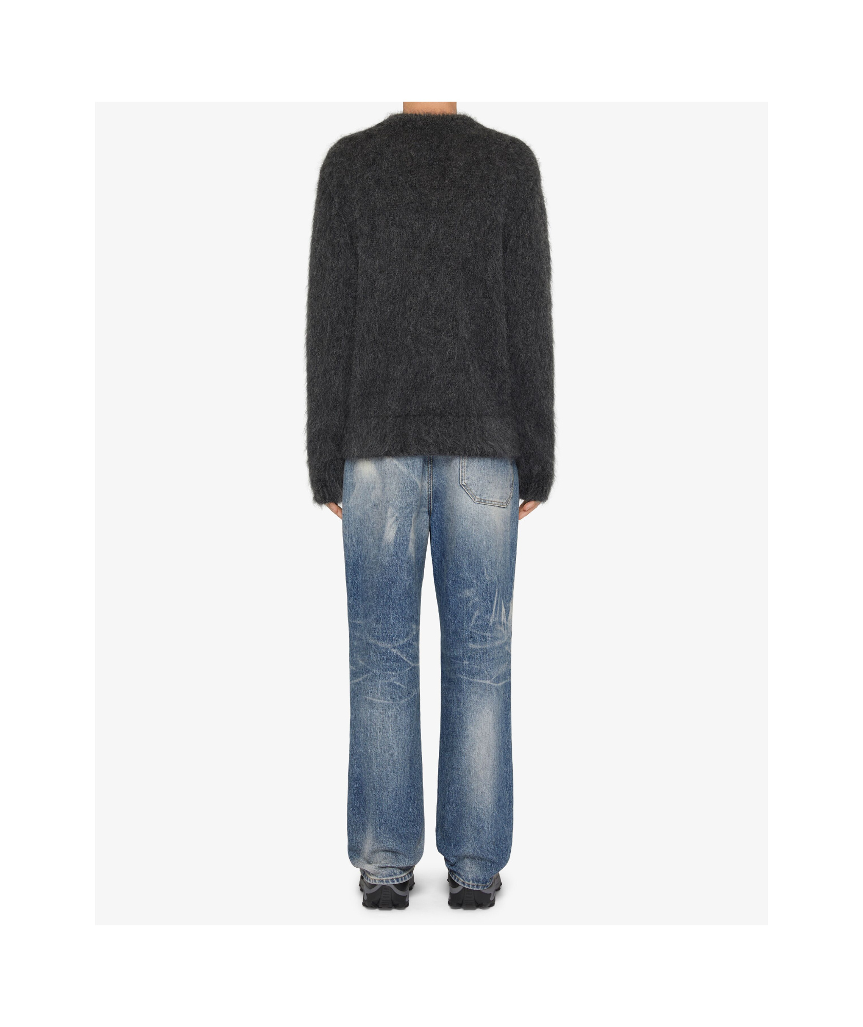Givenchy Mohair Blend Crew Neck Sweater With Graphic Print In Black