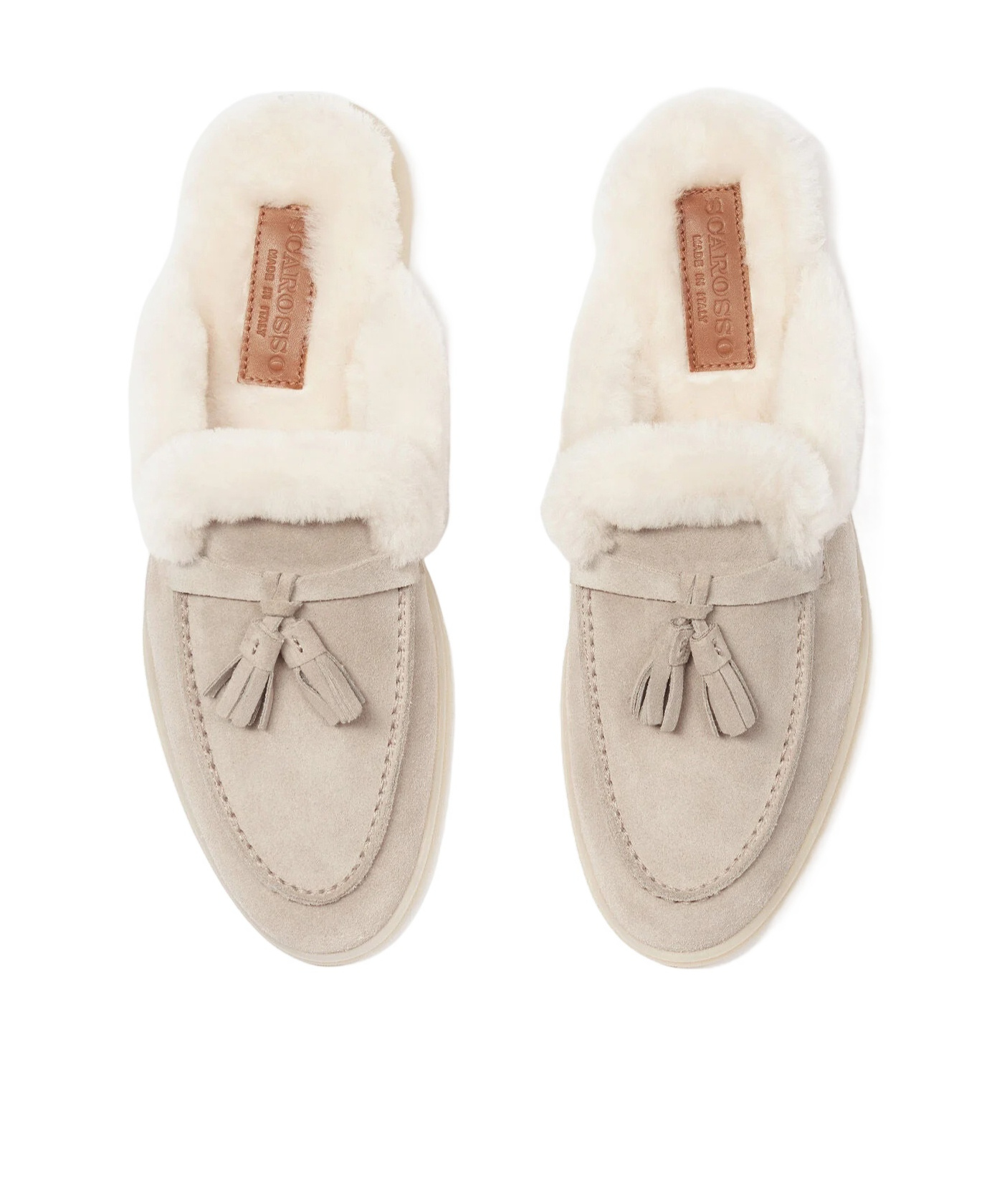 Scarosso Lucrezia Shearling Slip-on Mules In Animal Print