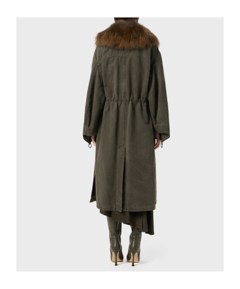 Blumarine Fur-collar Parka Coat In Green