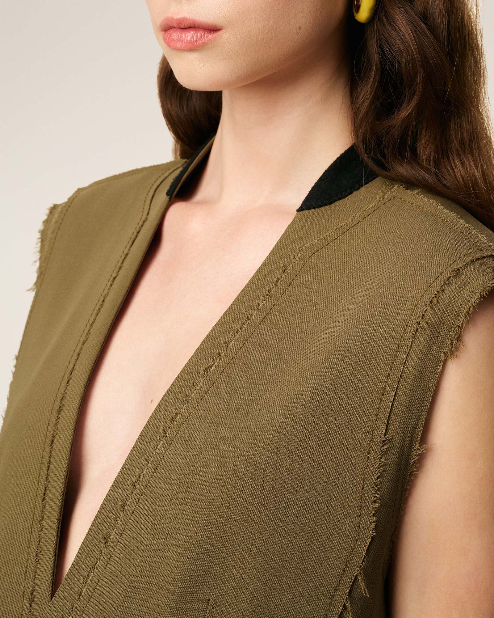 Ami Alexandre Mattiussi Green Wool Sleeveless Jacket In Green
