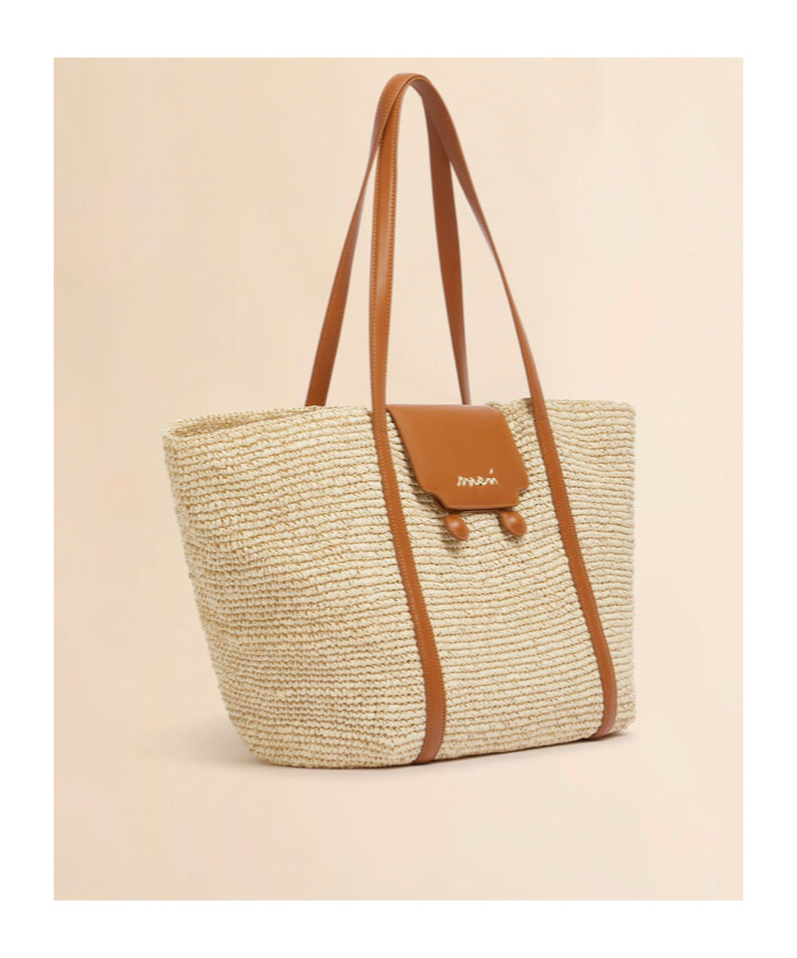 Marni Medium Natural Raffia-effect Trunkaroo Beach Bag In Natural Color