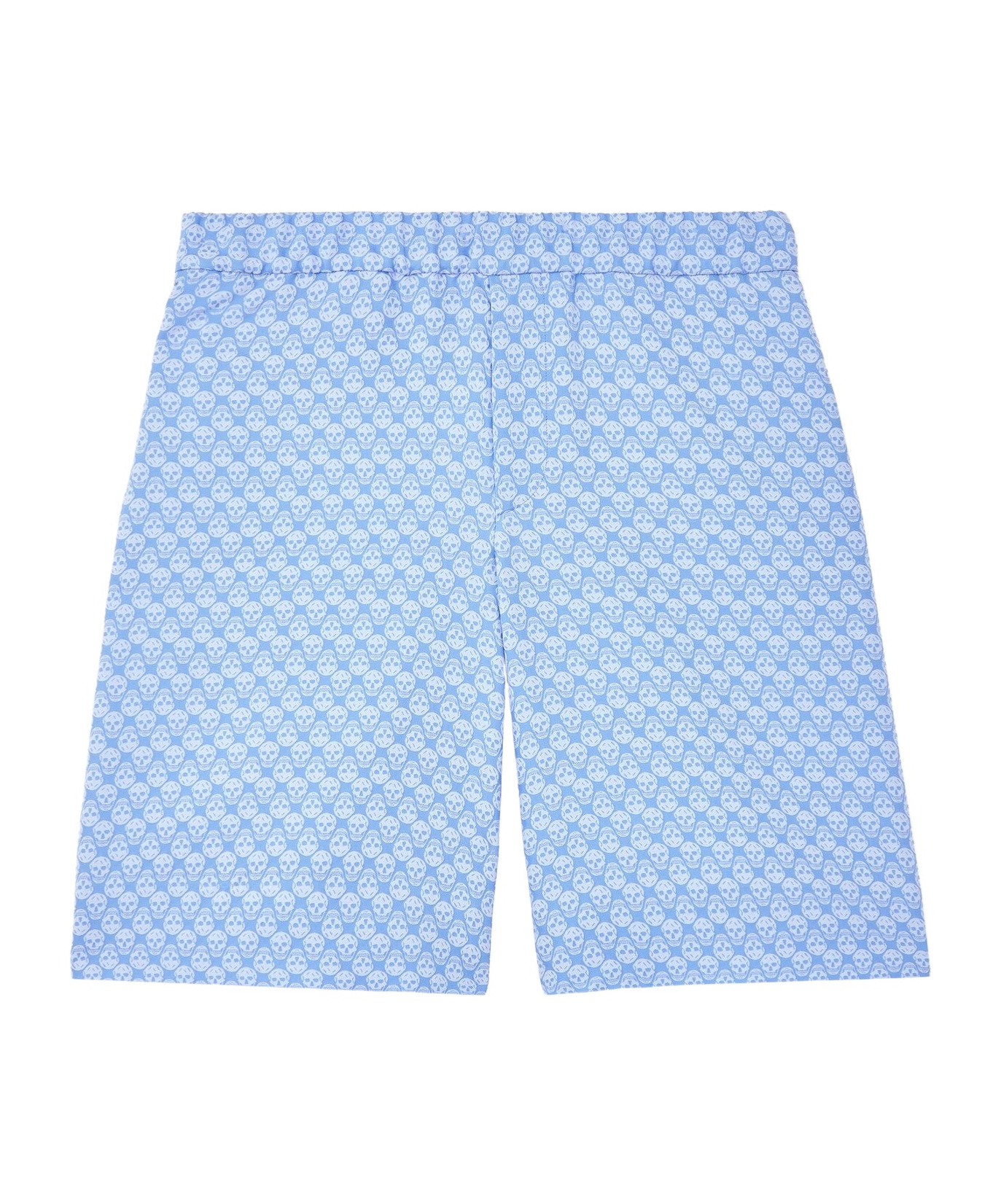 Alexander Mcqueen Skull Jacquard Shorts In Blue
