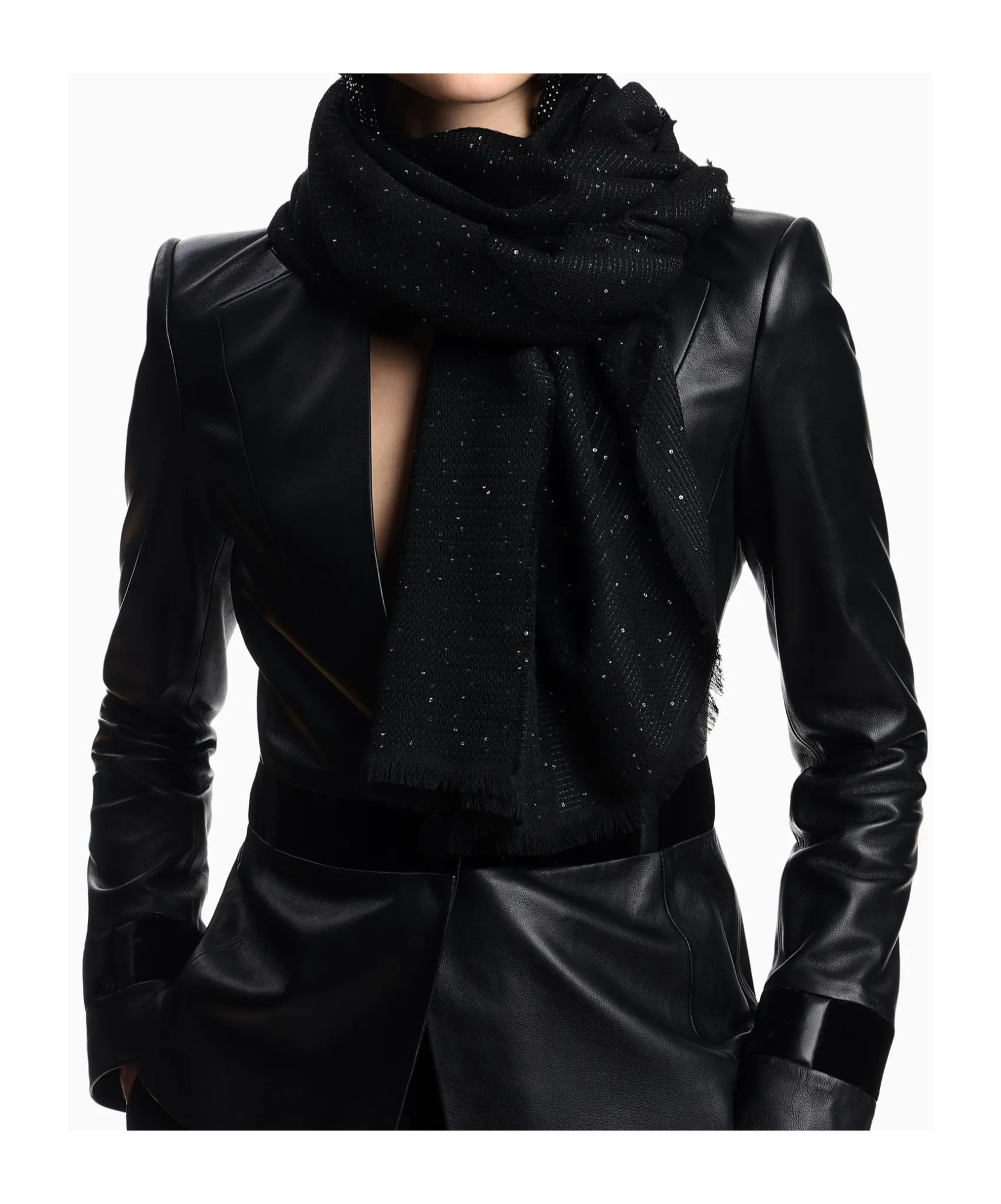 Emporio Armani Sequin-embellished Scarf In Black