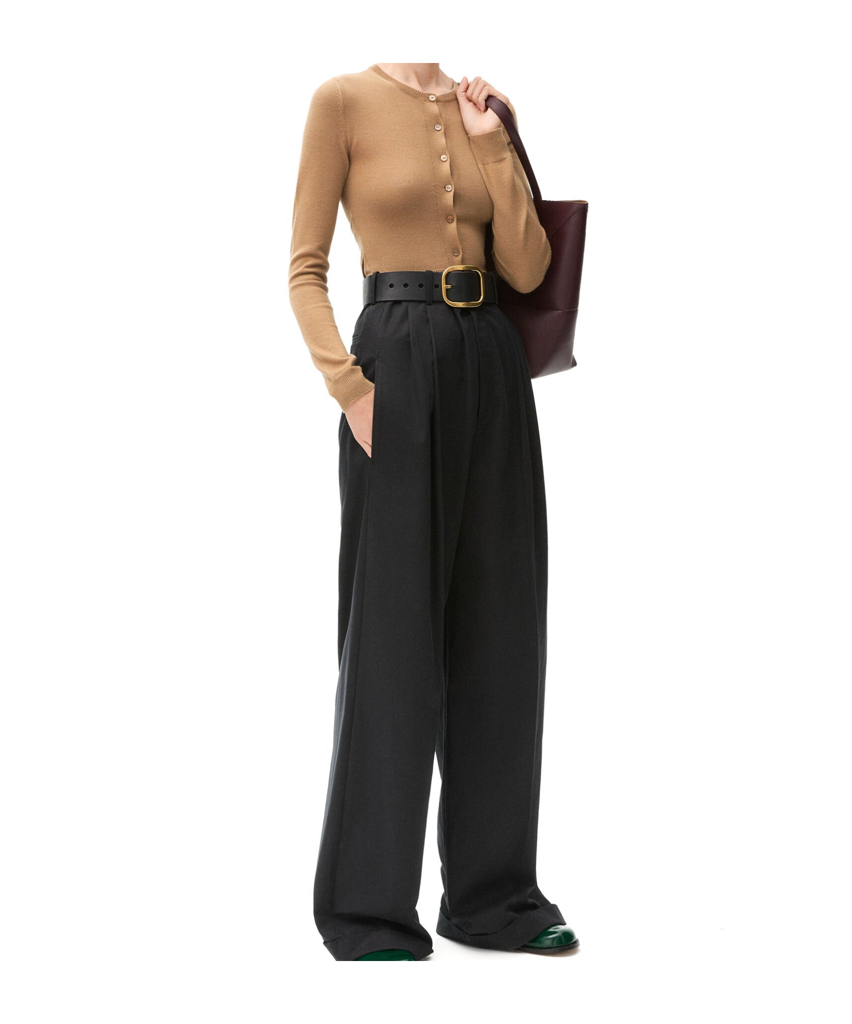 Loewe Cashmere Draped Cardigan In Brown