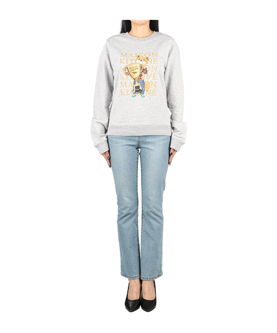 Shop Maison Kitsuné Round Neck Sweater In White