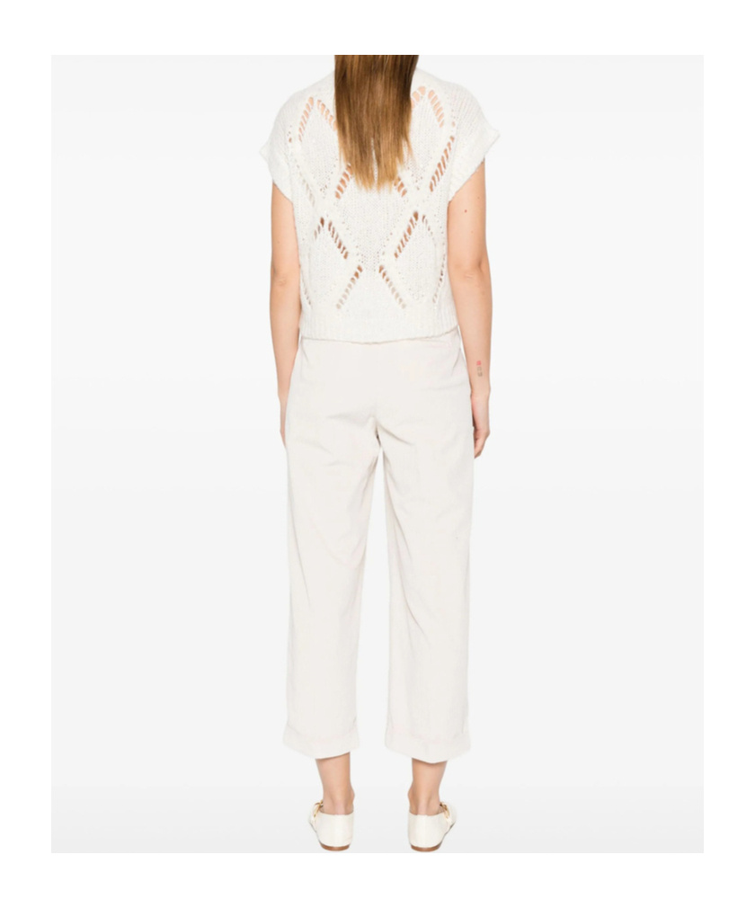 Antonelli Diamond Pattern Knitted Sweater In White