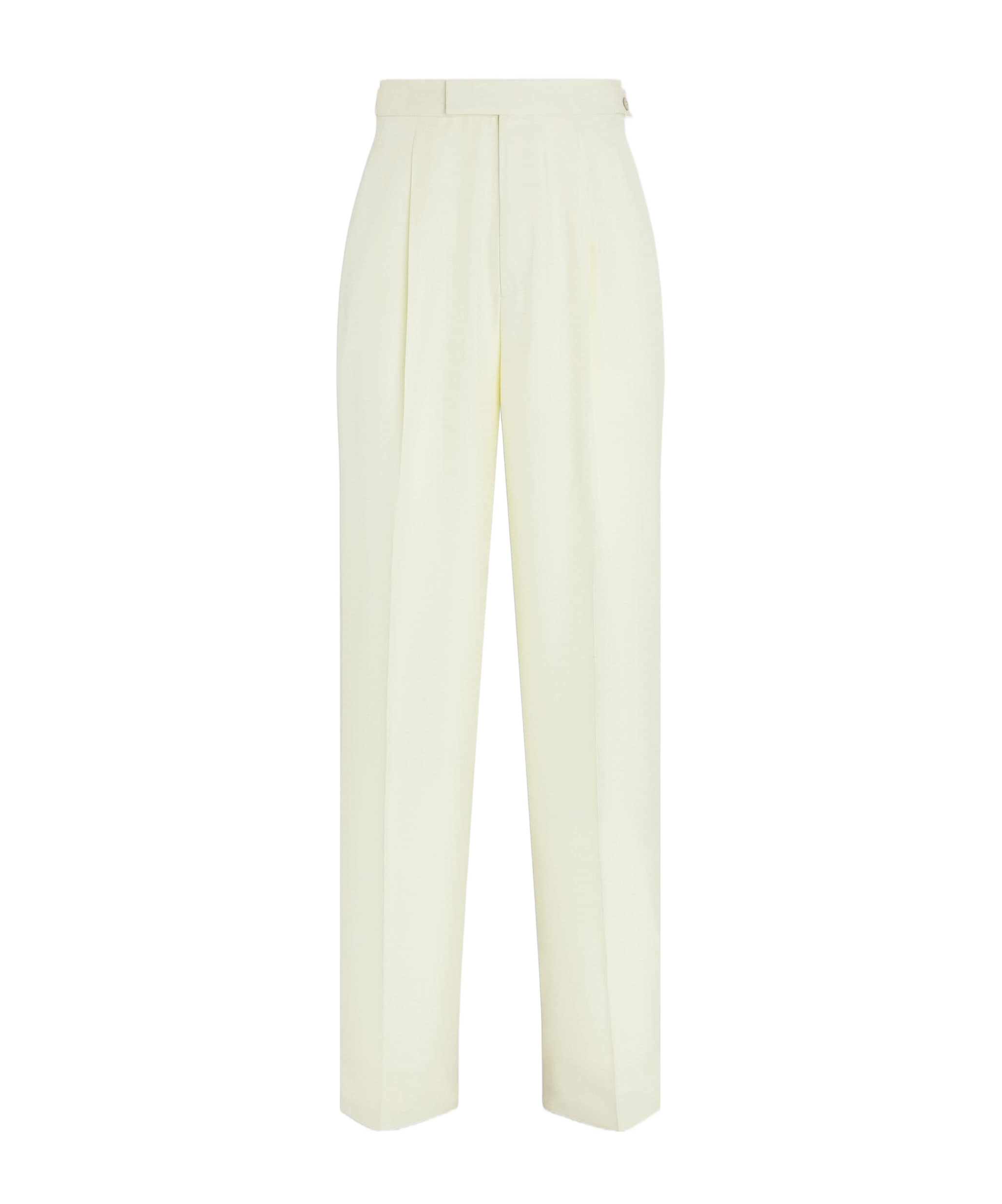 Zegna Pantalon En Soie Et Laine Jaune Clair In Yellow