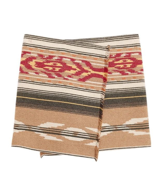 Isabel Marant Étoile Adelaide Frayed Wool-blend Jacquard Mini Wrap Skirt In Nude