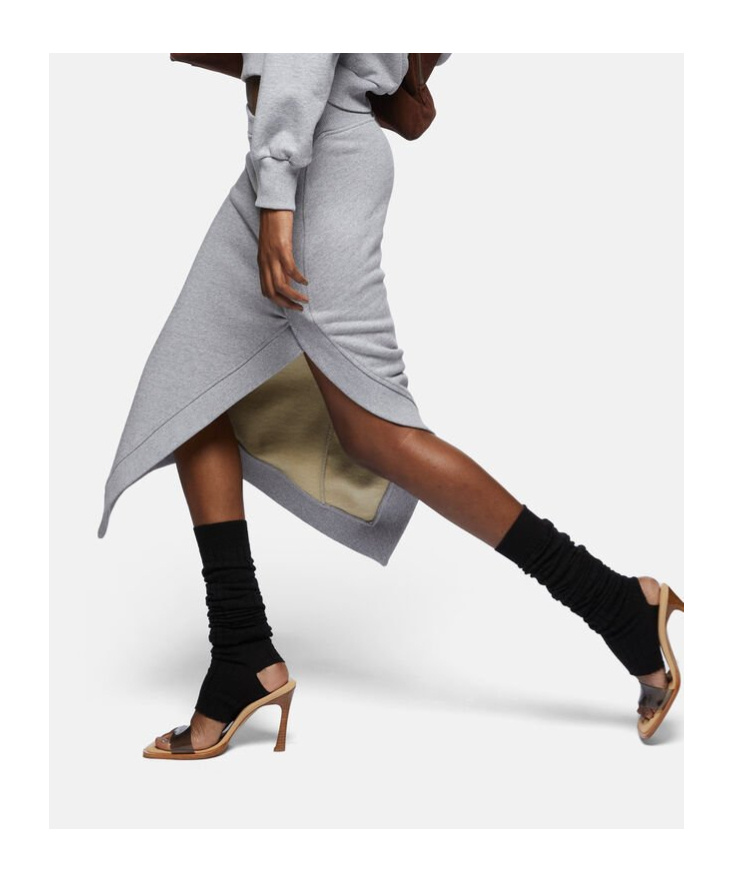 Shop Attico The Asymmetric Midi Skirt In Gray