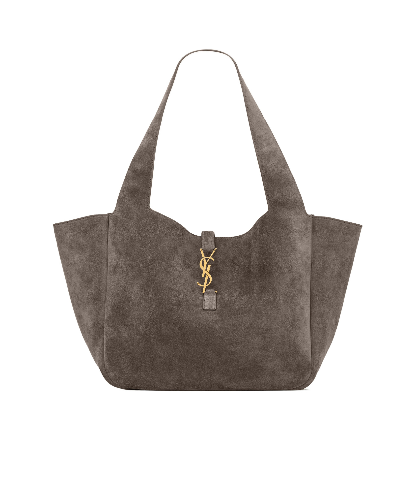 Saint Laurent Bea Ysl Cabas Tote Bag In Suede In Green