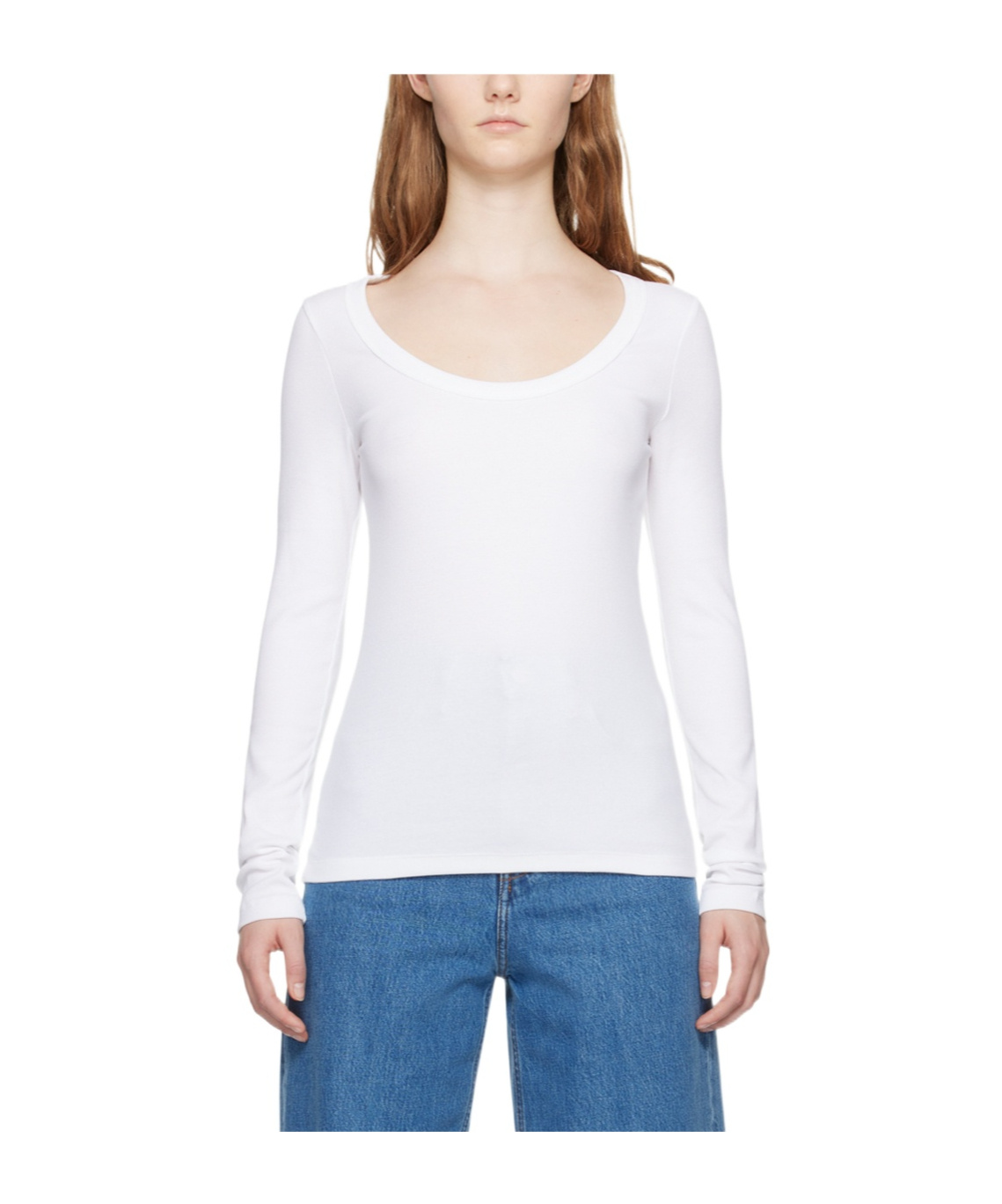 Totême Womens Ecru Ribbed Scoop-neck Stretch-wool Blend Top In White