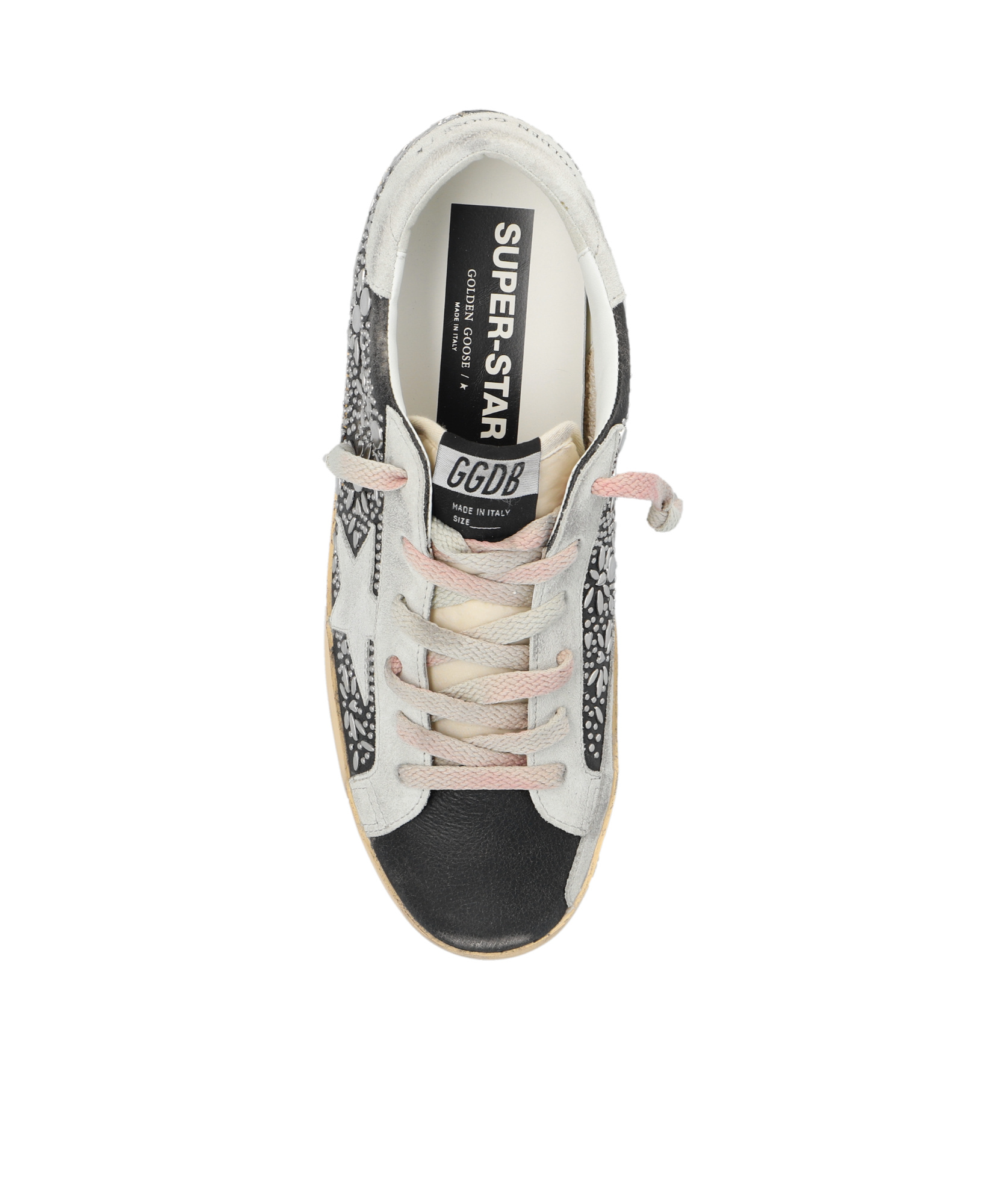 Golden Goose Super-star Studded Sneakers With In Nude