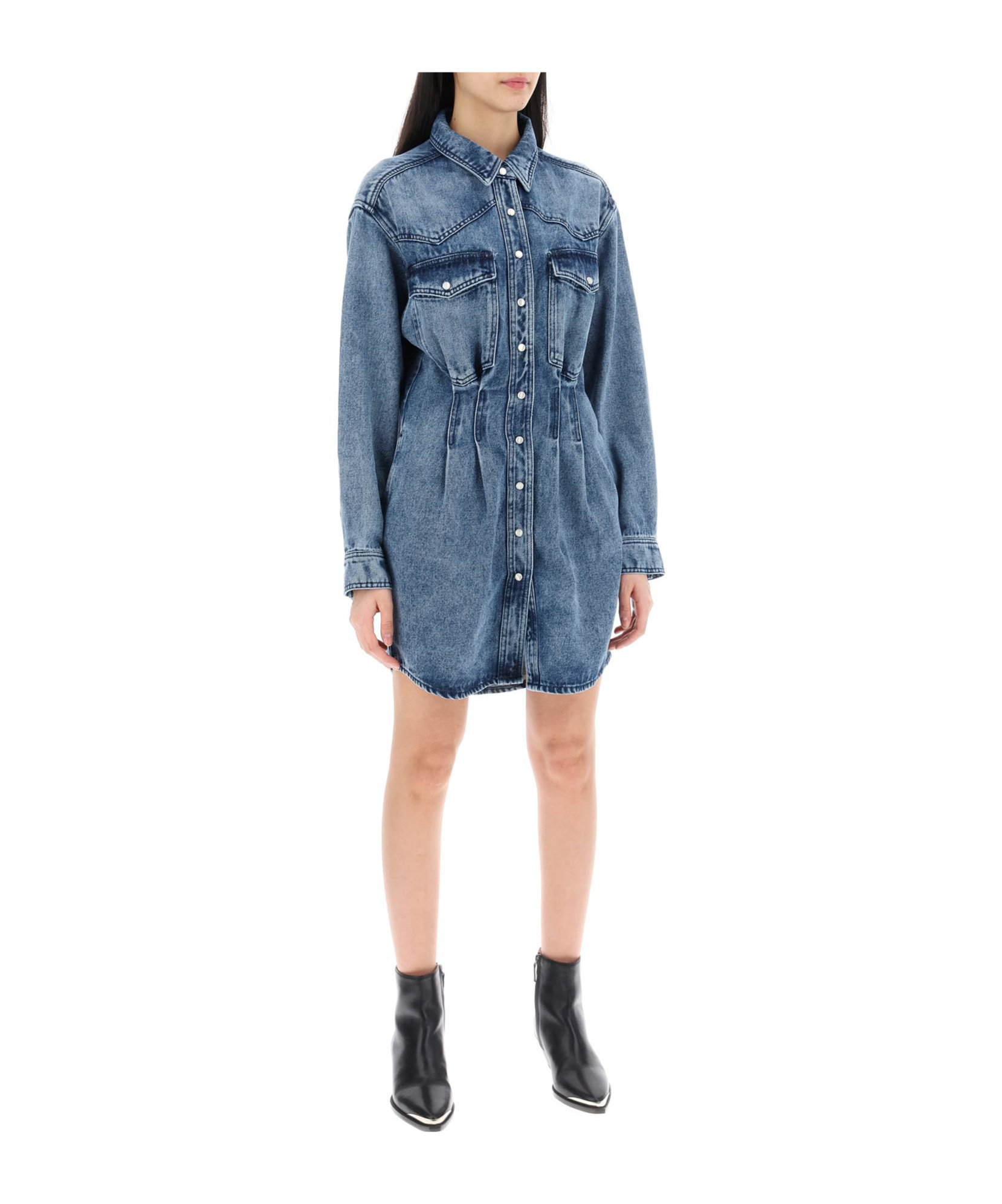 Isabel Marant Liliko Denim Shirt Minidress In Blue