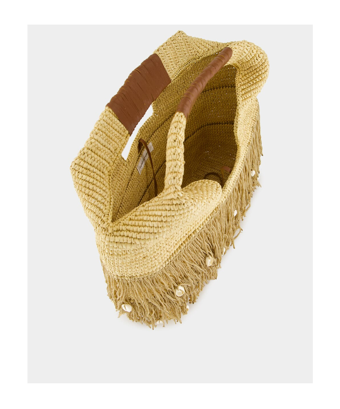 Sensi Studio Fringed Straw Handbag In Brown