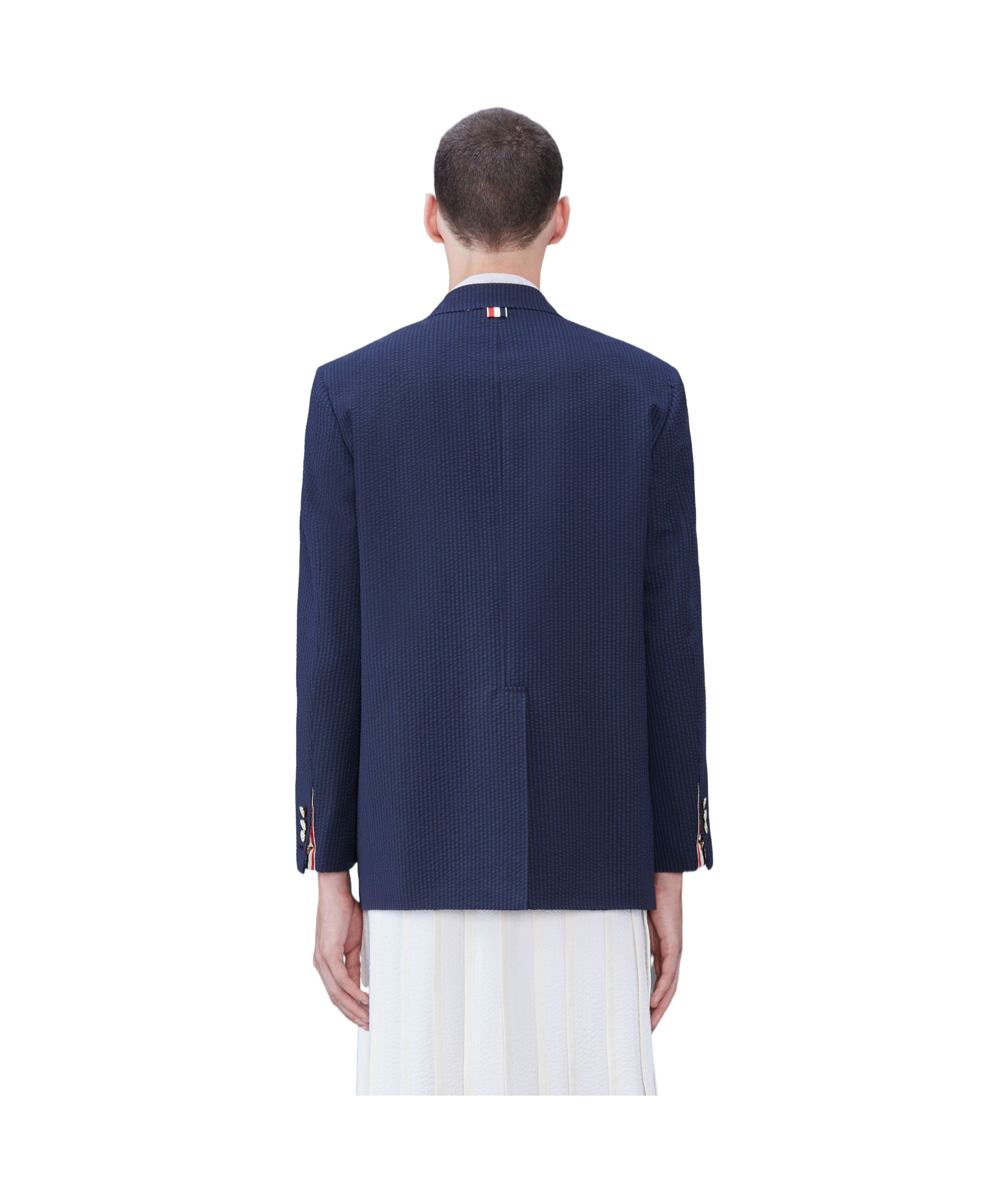 Shop Thom Browne Striped Seersucker Blazer In Black