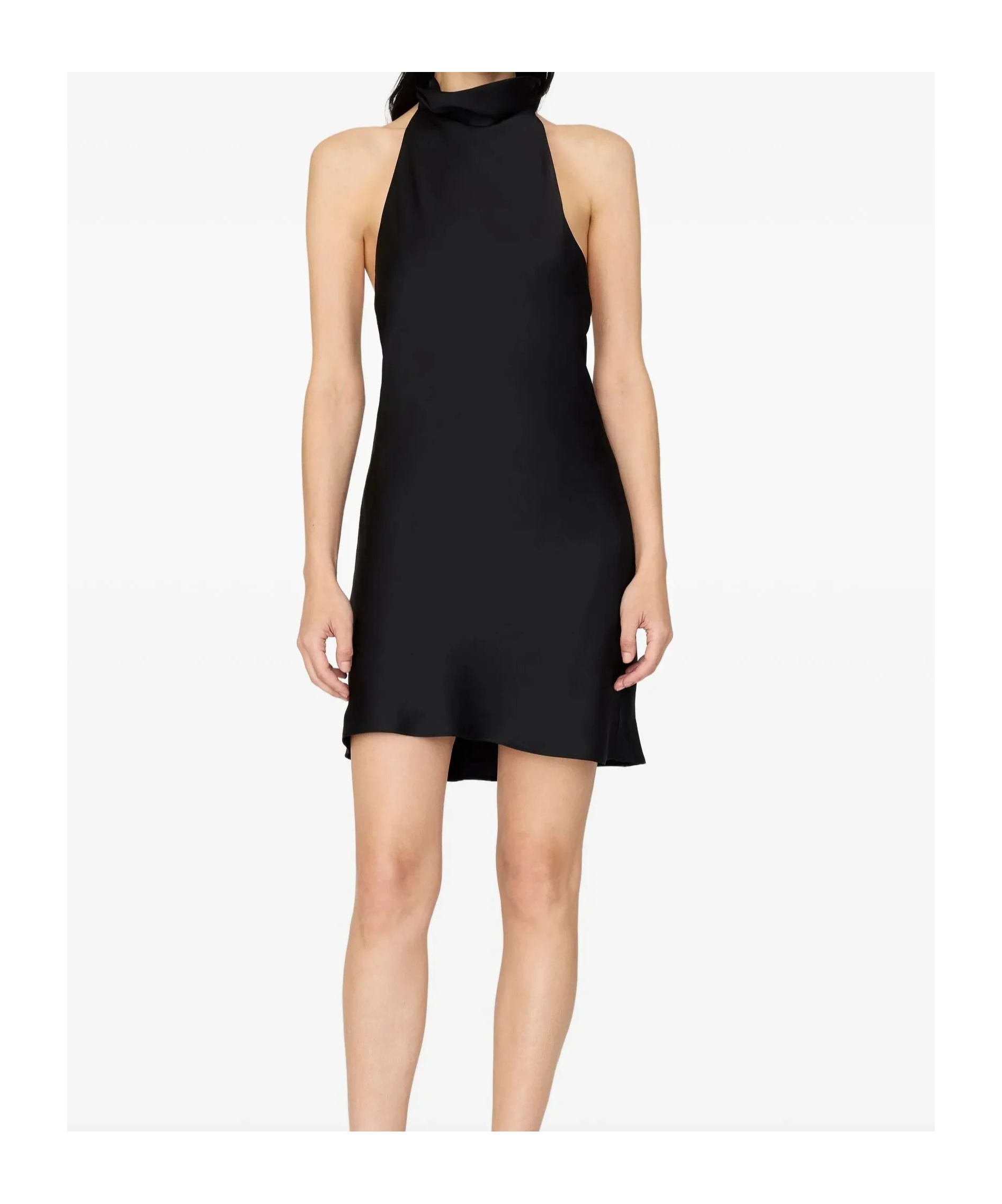 Anine Bing Eliana Halterneck Silk Mini Dress In Black