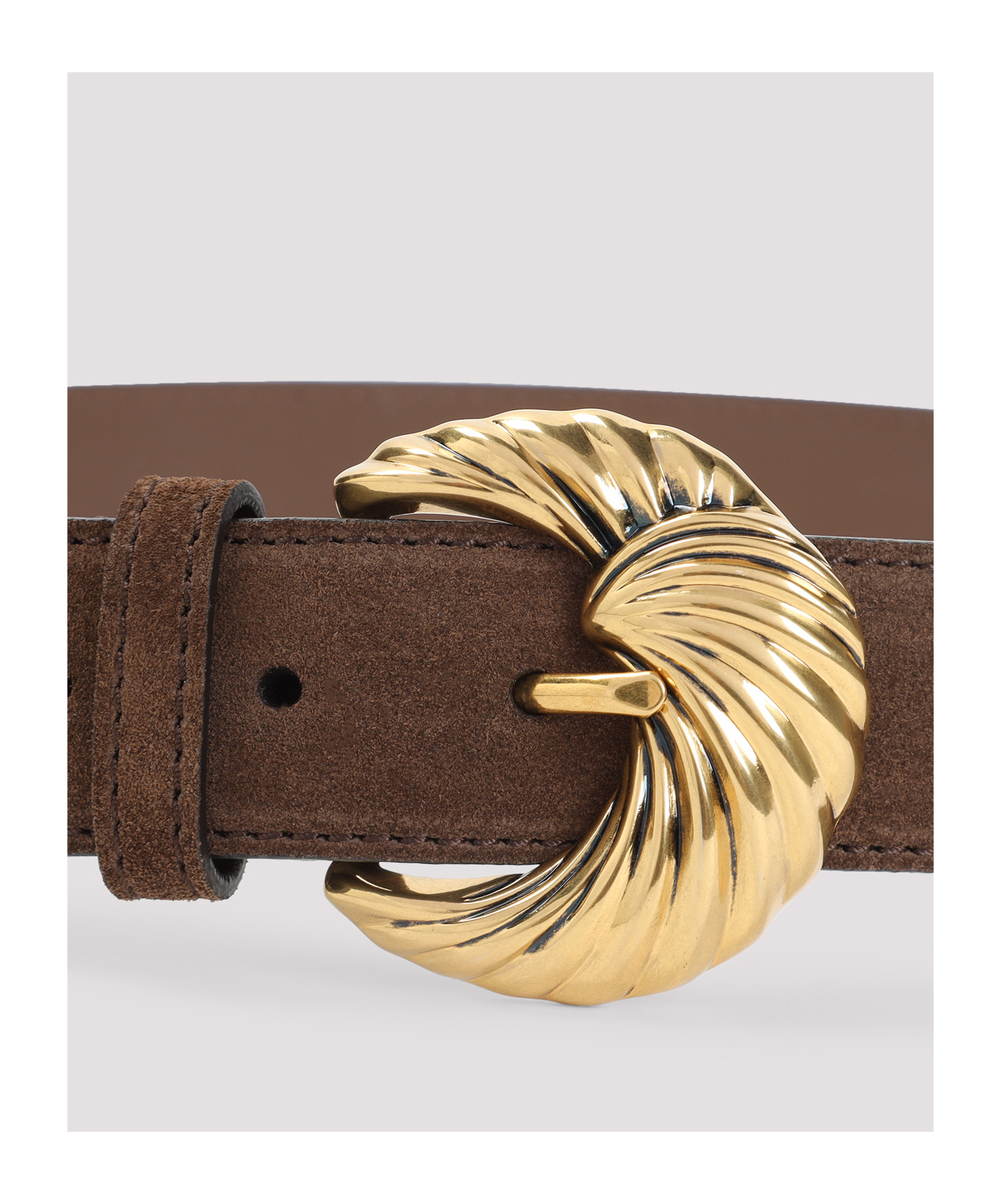 Etro Adjustable Suede Belt Loop Tonal Stitching In Brown