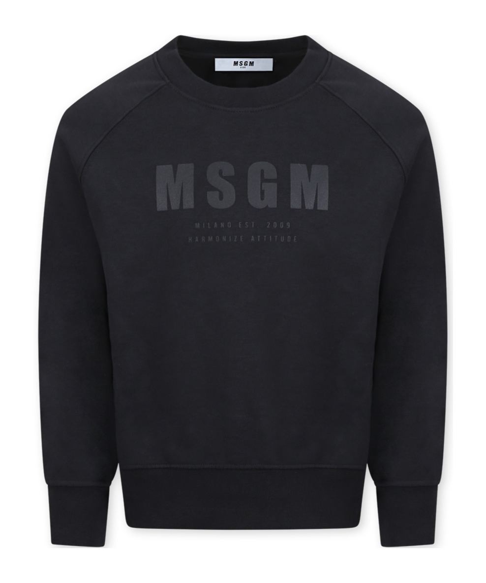 Msgm Long-sleeved Sweater In Black