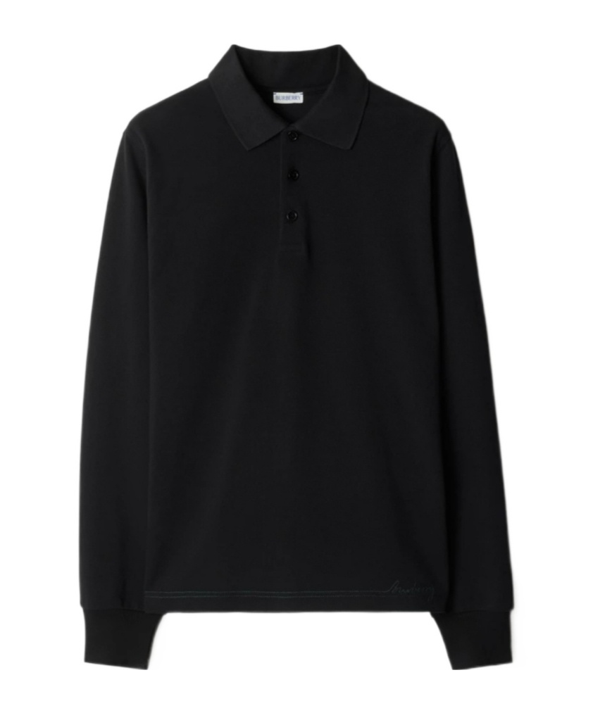 BURBERRY LONG-SLEEVE COTTON POLO SHIRT