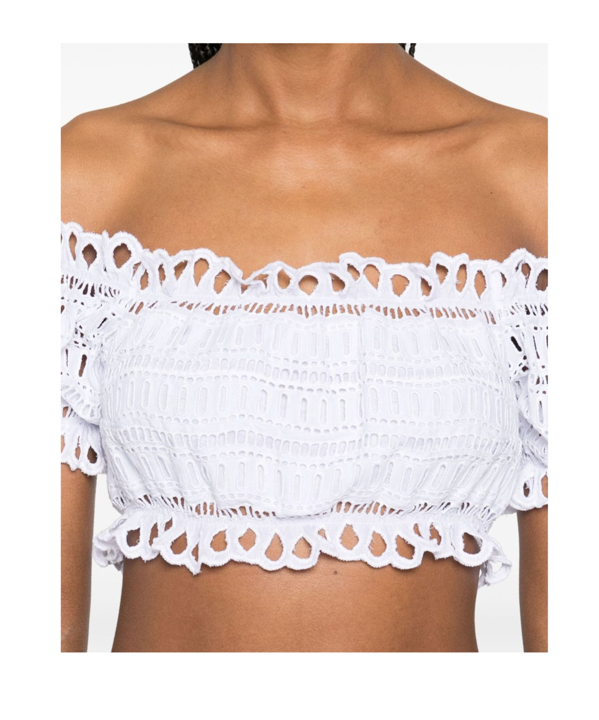 Ermanno Scervino Lace Cotton Cropped Top With Off-the-shoulder Design