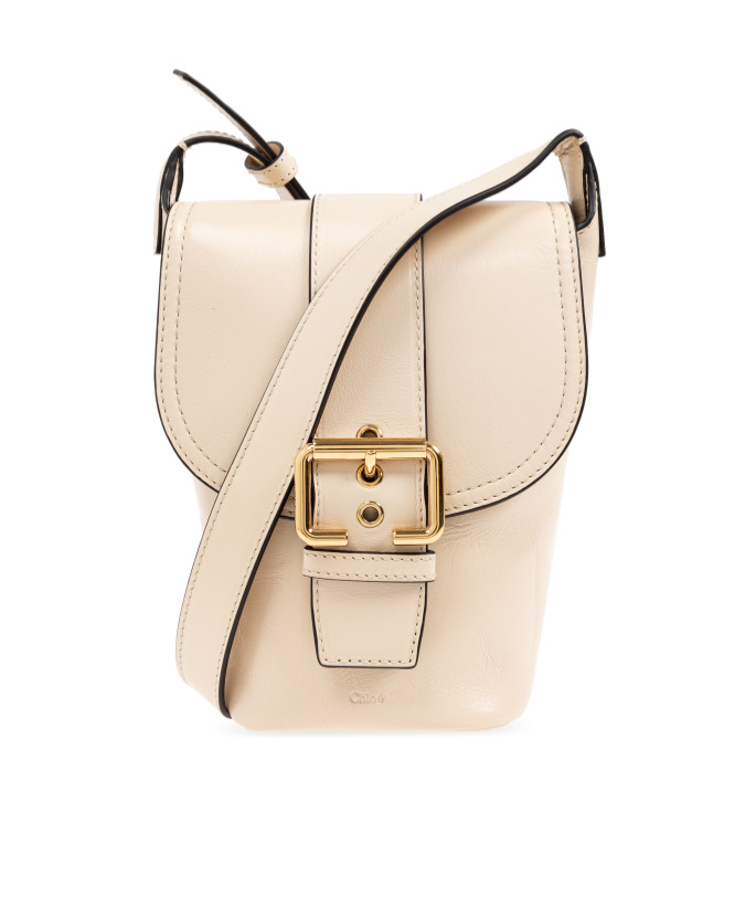 Chloé Camera Crossbody Bag In Natural Shiny Buffalo Leather In Nude