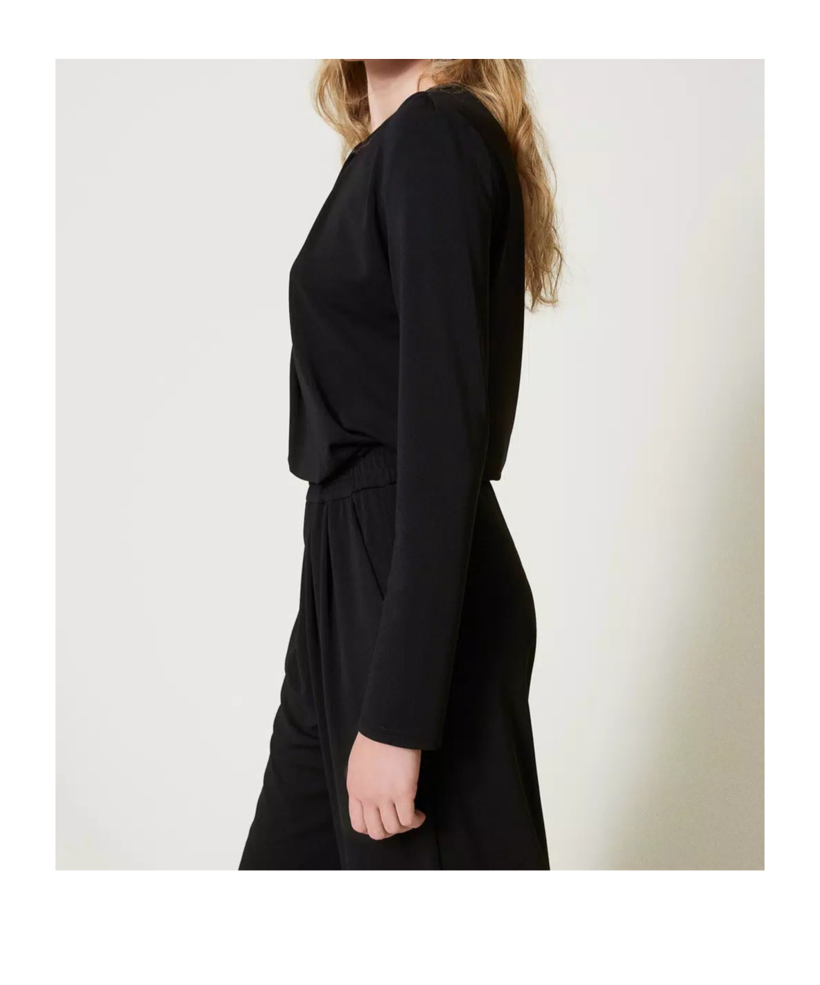 Shop Twinset Drape-detailing Jersey Blouse