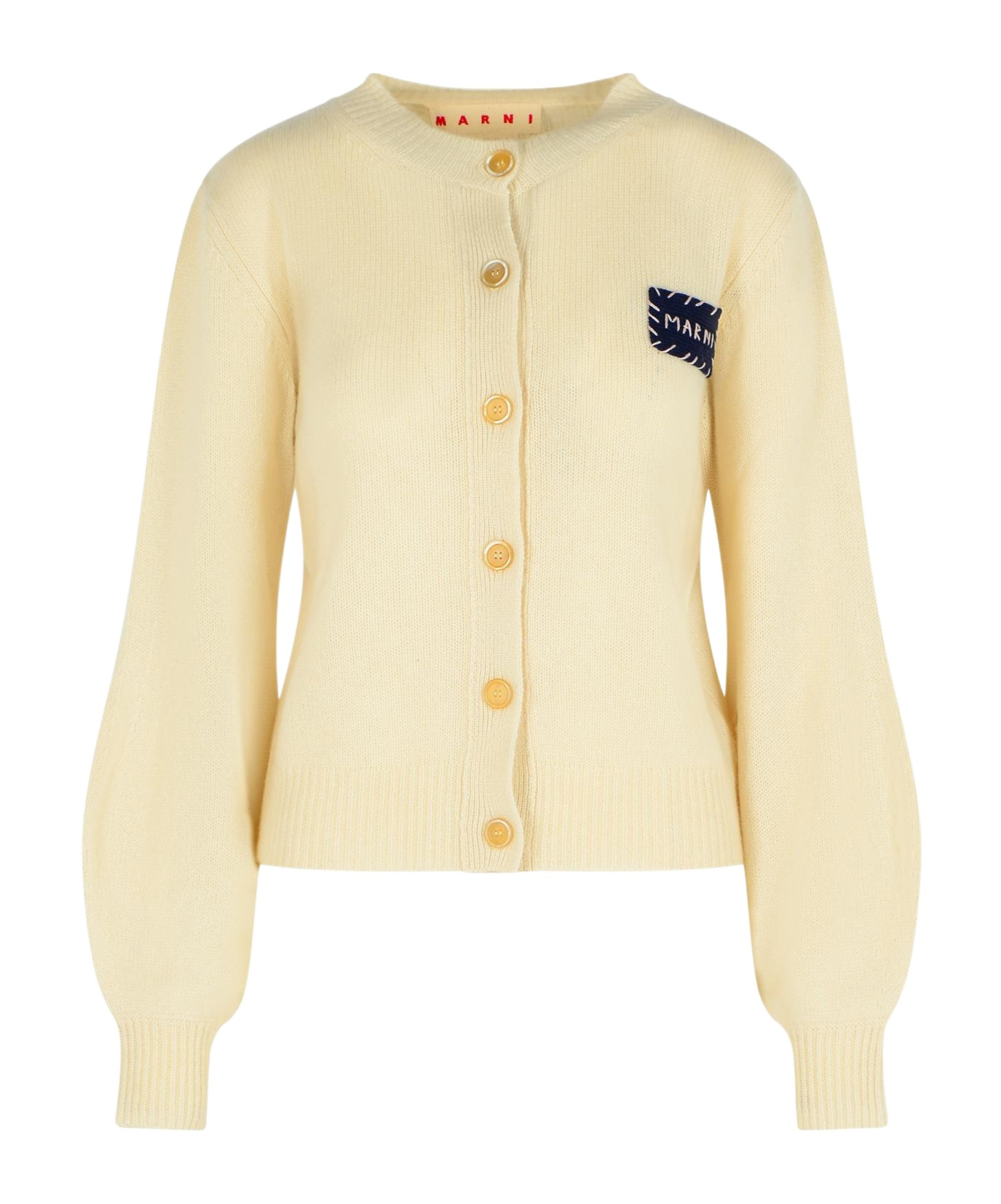 Marni Long-sleeved Knitted Cardigan In Yellow