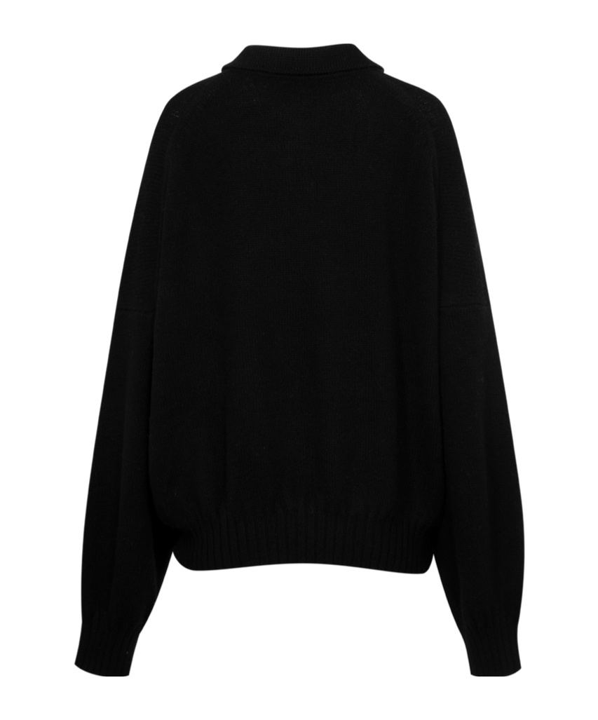 Khaite Rene Cashmere Blend Polo Jumper In Black