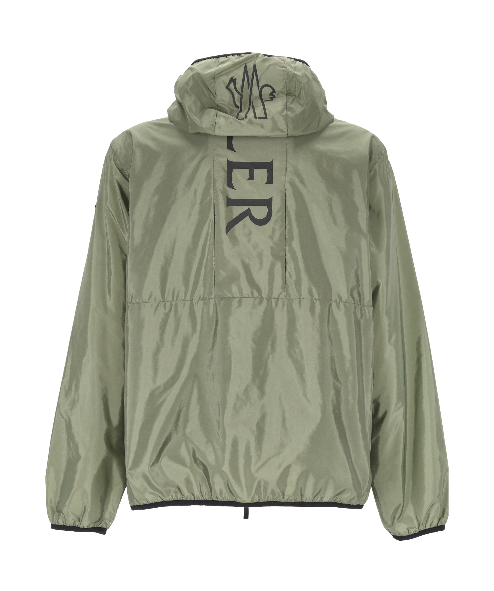 Moncler Hooded Nylon Jacket Side Pockets In Green