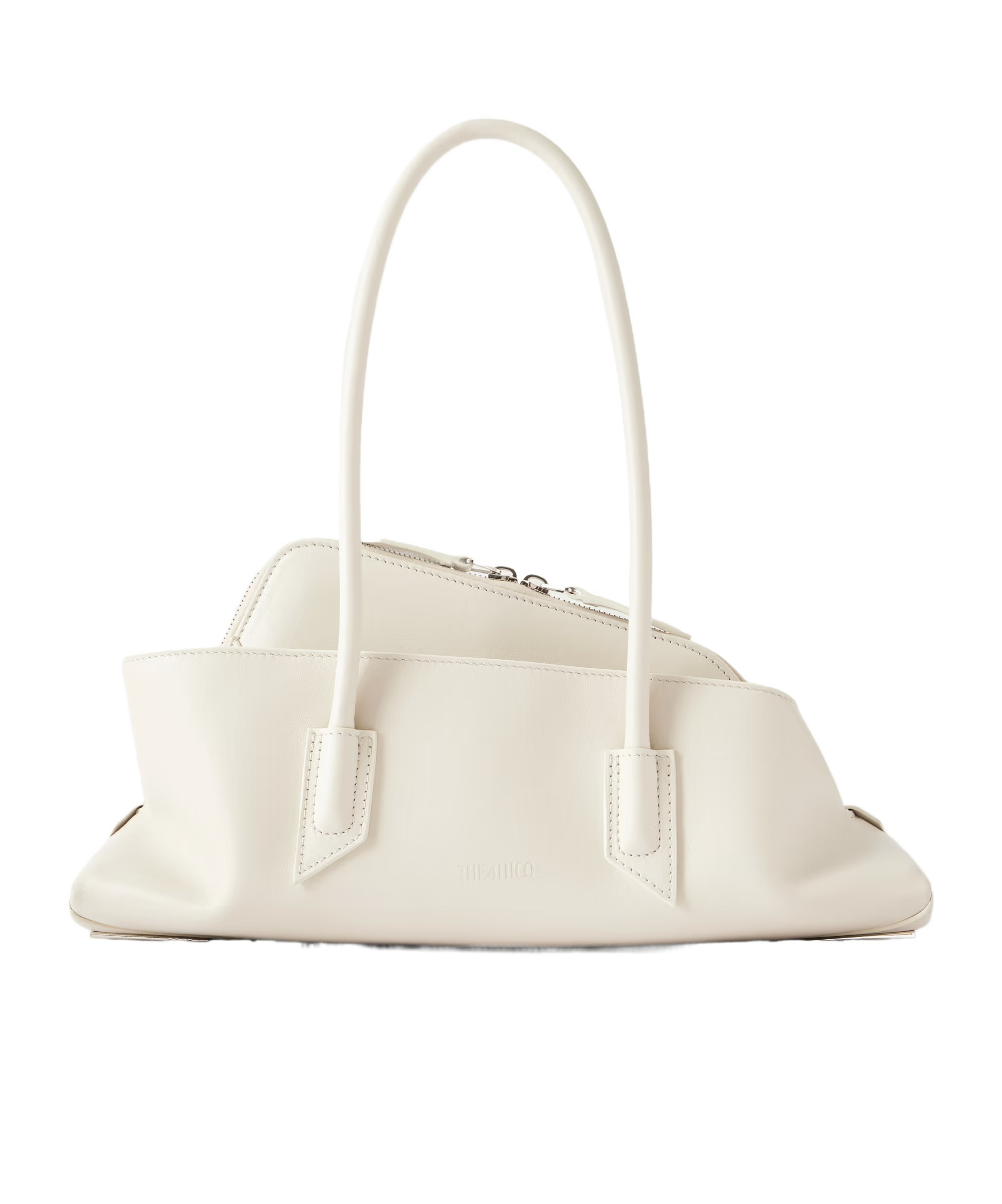 Attico Small Asymmetric Leather Shoulder Bag In White