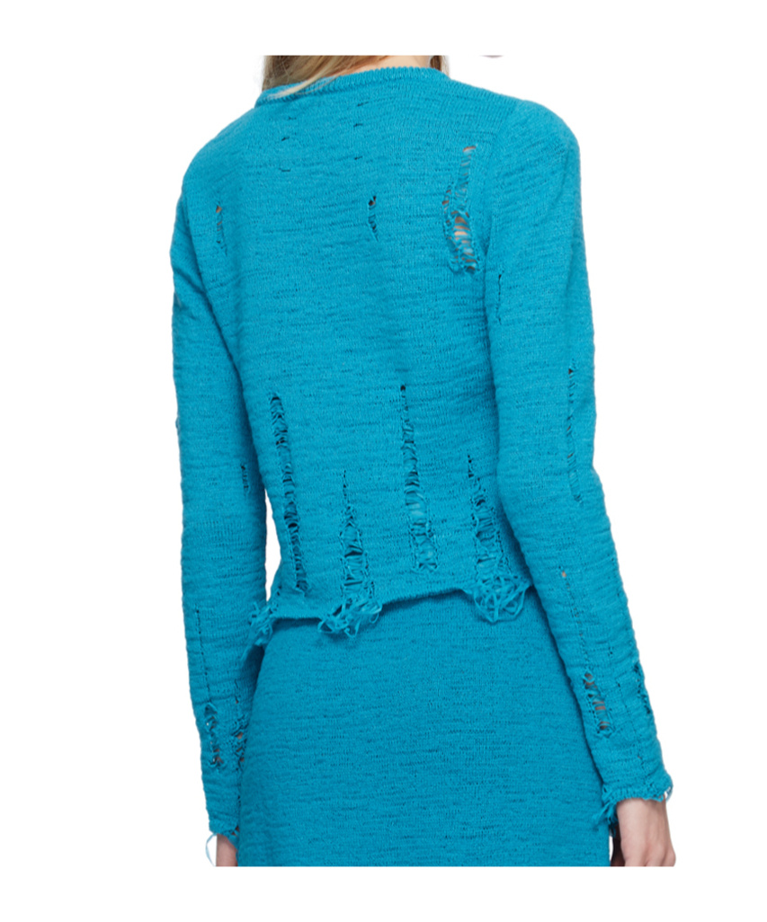 Song For The Mute Blue Distressed Crewneck In Blue