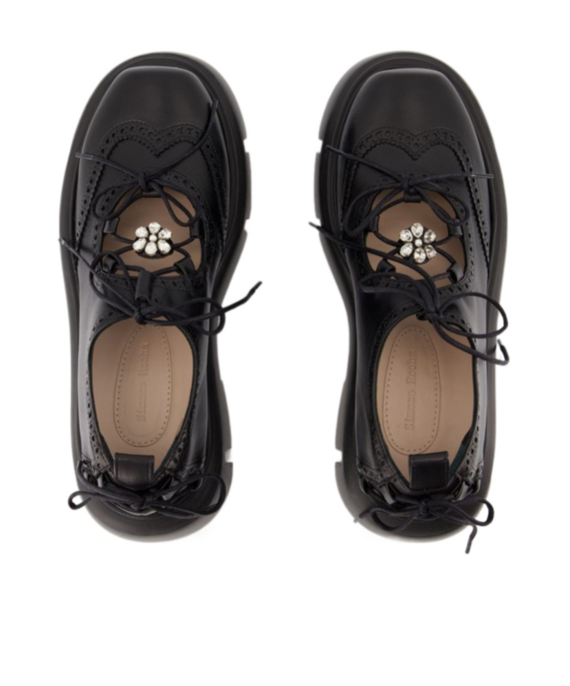 Shop Simone Rocha Round Head Loafer Shoes In Black