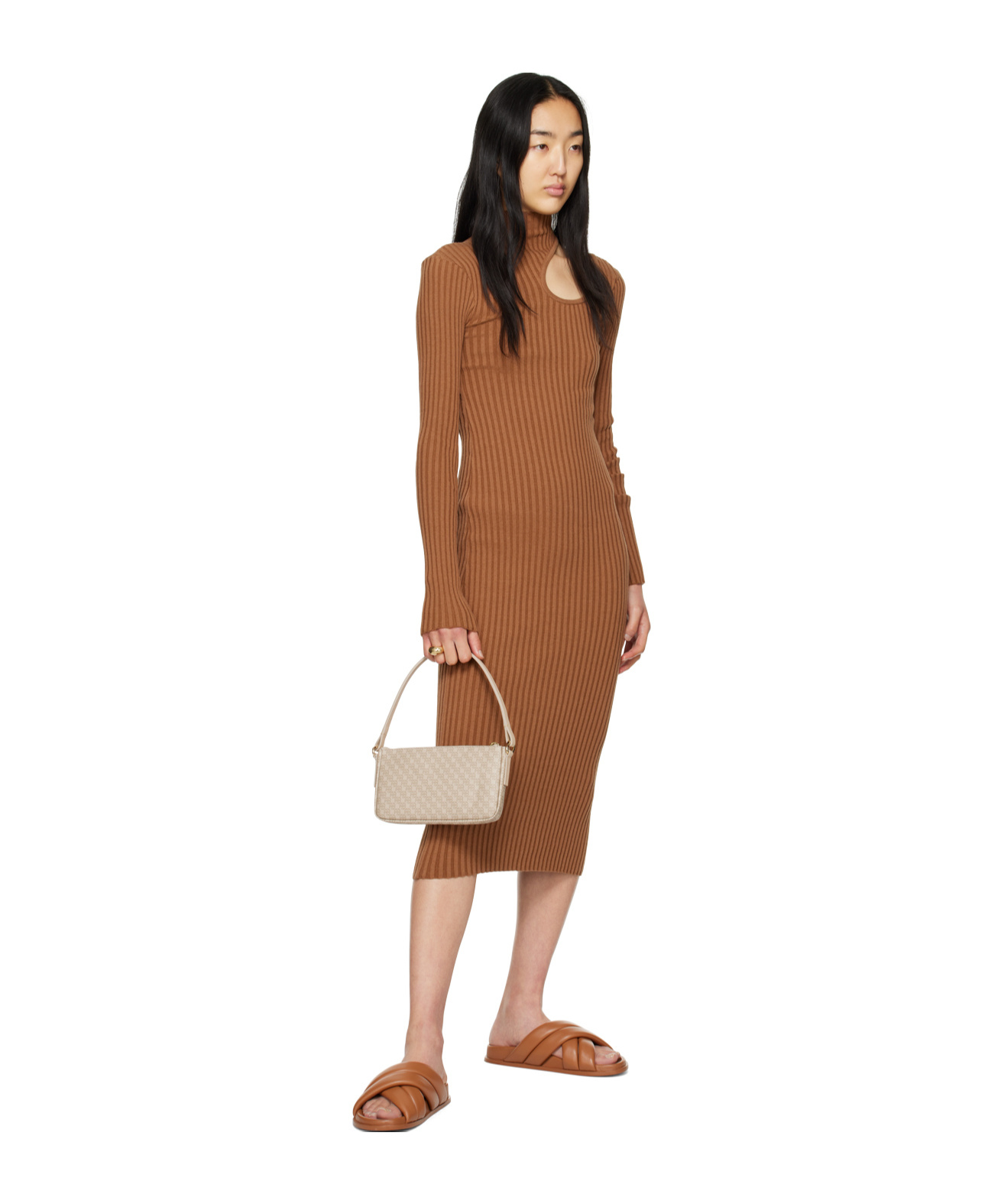 ANINE BING VICTORIA CUT-OUT MIDI DRESS