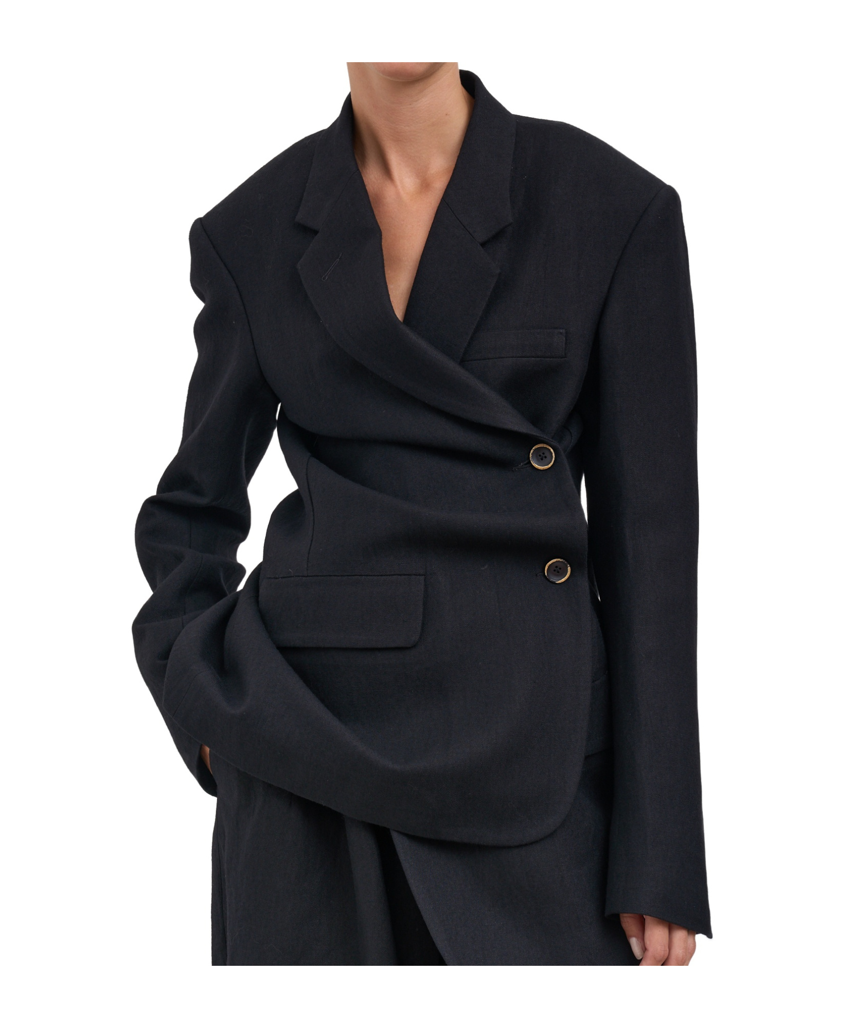 Uma Wang Long-sleeved Suit Jacket In Black